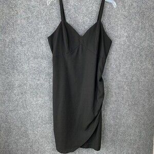 Sheath Dress Ruched Side Faux Wrap No Labels Linen Blend Strap Top Women 11 / 12